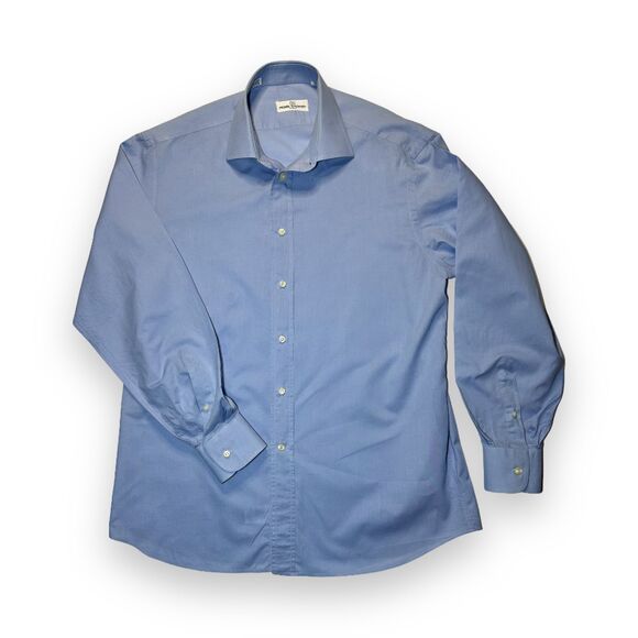 PIERRE BALMAIN Made in Italy Blue Button Up 42 / 16.5 (Sz Large) - Picture 1 of 7